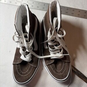 Vans Sk8-Hi Brown & White High Top Sneakers Women's Size 7 M 5.5